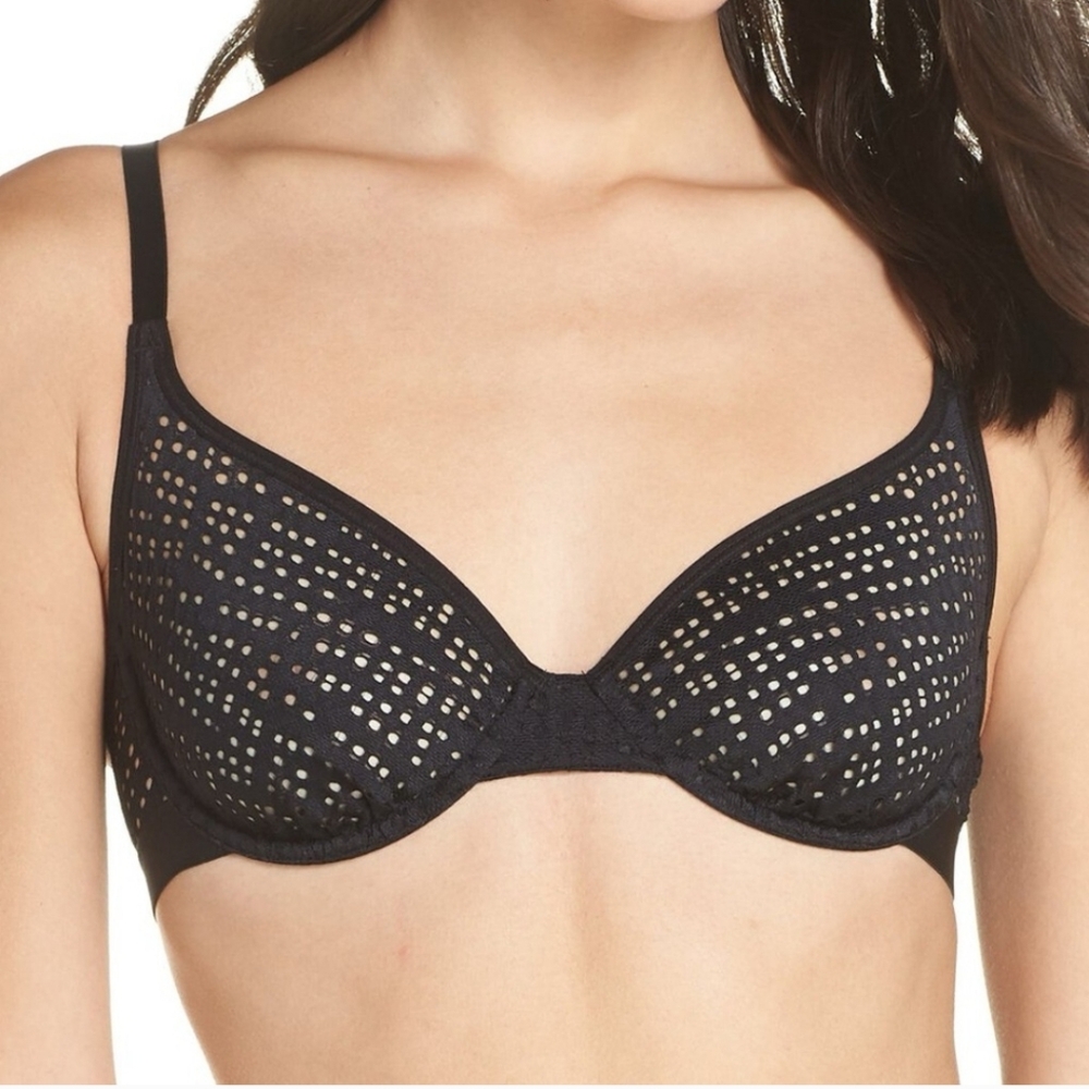 Negative Underwear Eyelet Elegant Black Underwire Bra 34B